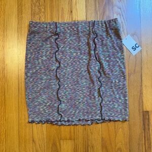 SO Multicolor Knit Seamed Pencil Mini Skirt